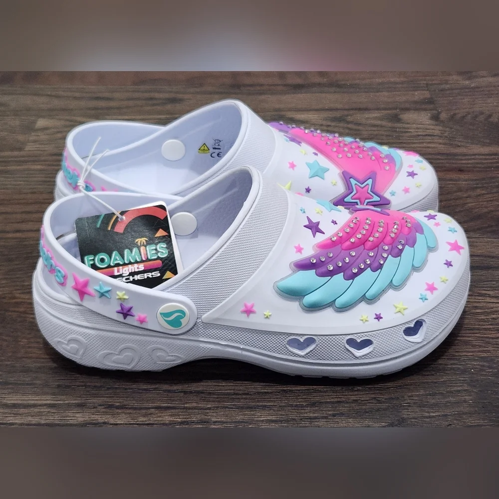 Skechers Foamies Wing Stars Light Up Shoes NWT